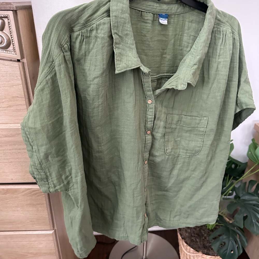 Old navy women’s cropped shirt gauze NWOT cotton - Picture 11 of 11